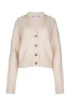 Jacob Cohen Short V-neck Knit With Patterned Ribbed Cuffs And Hem In Beige