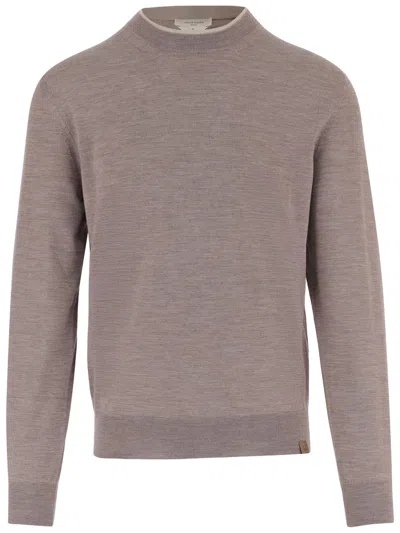 JACOB COHEN BEIGE-PURPLE WOOL BLEND SWEATER