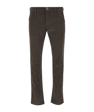 Jacob Cohen Ribbed Stretch Casual Pants In Brown