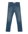 Jacob Cohen Slim Faded Effect Jeans With Belt Loops In Blue