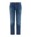 Jacob Cohen Blue Slim Five Pockets Jeans With Logo Patch In Blue