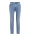 Jacob Cohen Denim Trousers With Belt Loops And Contrast Stitching In Blue