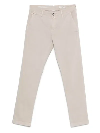 Jacob Cohen Slim Waist Denim Trousers With Pockets In Neutral