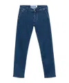 Jacob Cohen Blue Logo Print Jeans In Blue