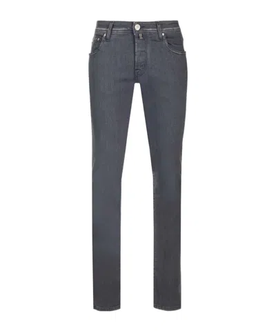 Jacob Cohen Belt Ring Denim Trousers In Grey