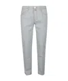 Jacob Cohen Belt Ring Denim Trousers In Gray