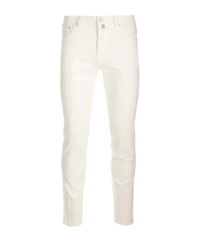 Jacob Cohen Belt Ring Denim Trousers In White