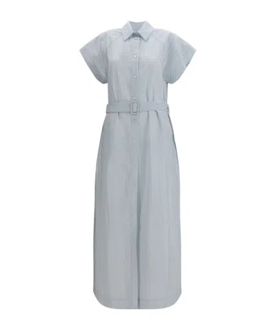 Jacob Cohen Belted Pinstripe Shirt Dress In Transparent