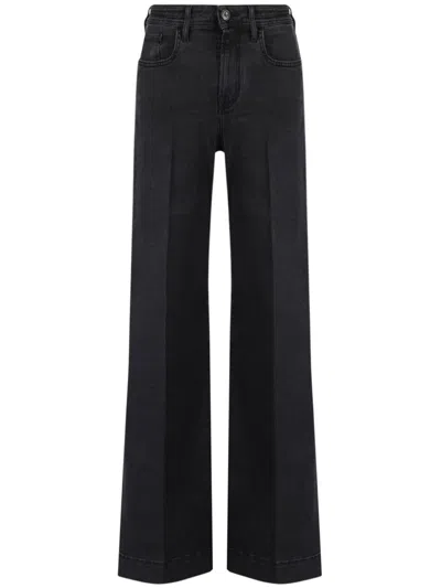 Jacob Cohen Wide-leg High Rise Cotton Jeans In Black