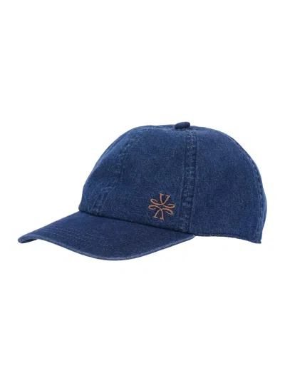 Jacob Cohen Blue Baseball Cap With Logo Embroidery On The Front In Denim Man In Brown