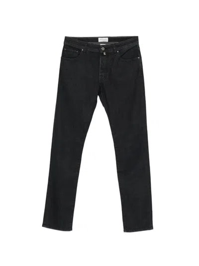Jacob Cohen Blue Cotton Pants In Black