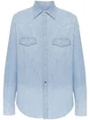 Jacob Cohen Logo-embroidered Denim Shirt In Blue