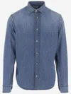 Jacob Cohen Cotton Denim Shirt With Classic Collar And Curved Hem In Blue