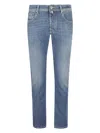 Jacob Cohen 'bard' Light Blue Five Pocket Jeans With Logo Patch On The Back In Blue