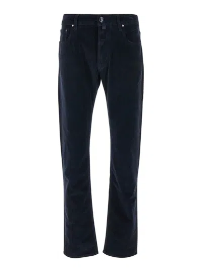 JACOB COHEN BLUE FIVE-POCKET SLIM JEANS IN COTTON MAN