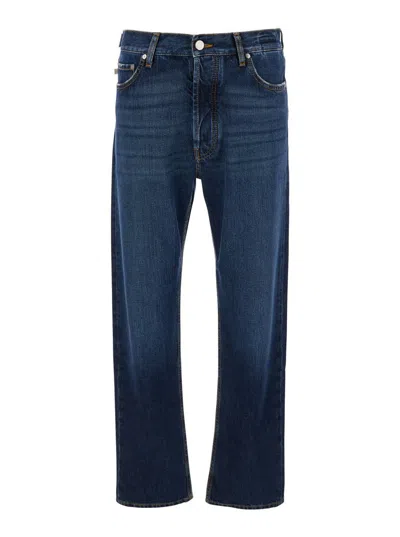 JACOB COHEN BLUE JEANS WITH LOGO PATCH ON THE REAR IN DENIM MAN