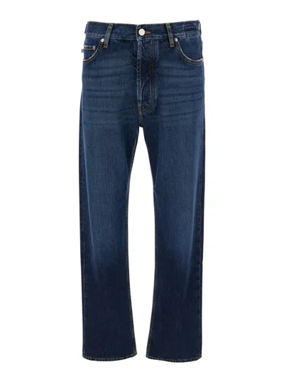 JACOB COHEN BLUE JEANS WITH LOGO PATCH ON THE REAR IN DENIM MAN