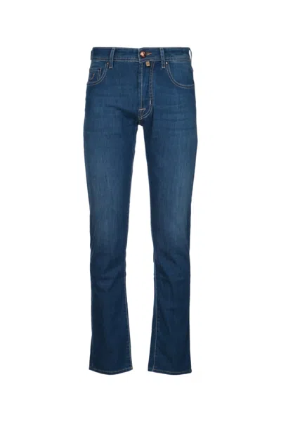 JACOB COHEN BLUE MID RISE SLIM FIT JEANS