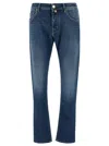 Jacob Cohen Belt Loops Contrast Stitching Faded Jeans In Blue