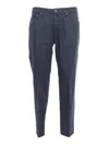 Jacob Cohen Bard Cotton Stretch Trouser With Iconic Handkerchief In Blue