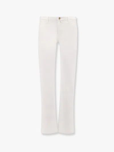 Jacob Cohen Bobby Cotton Blend Trouser With Iconic Handkerchief In White