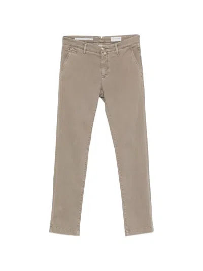 Jacob Cohen Slim Fit Cotton Trousers Belt Loops In Neutral