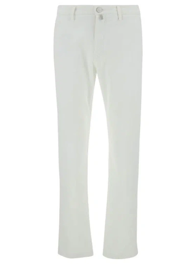 Jacob Cohen 'bobby' Slim White Pants With Logo Patch In Cotton Man