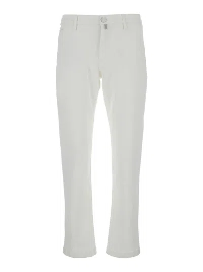 Jacob Cohen 'bobby' Slim White Pants With Logo Patch In Cotton Man