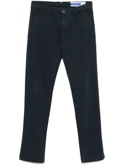 Jacob Cohen Navy Blue Stretch Trousers In Multicolor