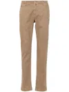 Jacob Cohen Stretch Gabardine Trousers With Elegant Detailing In Brown