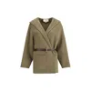 Jacob Cohen Brown Fleece Wool Coat In Green