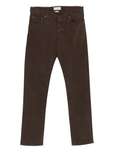 JACOB COHEN BROWN SLIM FIT TROUSERS