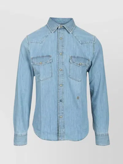 JACOB COHEN BUTTON-DOWN COLLAR LONG SLEEVE DENIM SHIRT