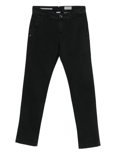 Jacob Cohen Button-fly Cotton Trousers In Black