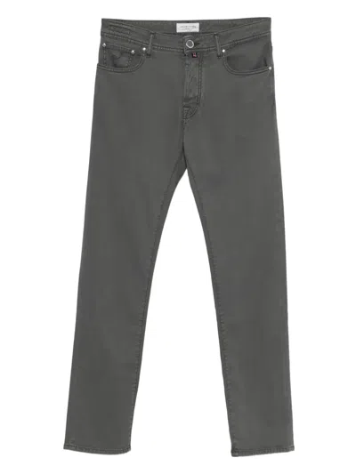 Jacob Cohen Button-fly Stretch-cotton Pants In Gray