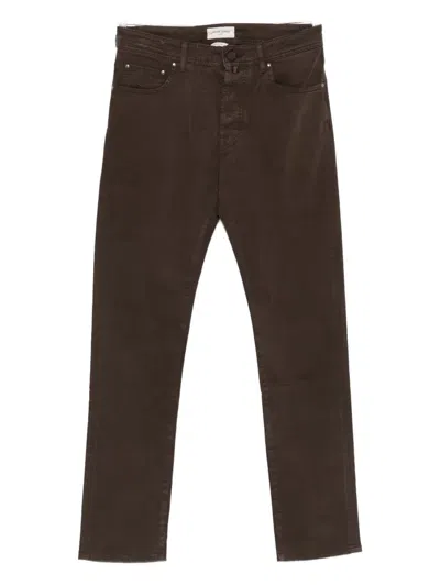 Jacob Cohen Button-fly Trousers In Brown