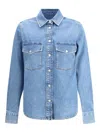 Jacob Cohen Women Western Cotton Denim Shirt In Blue
