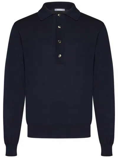 Jacob Cohen Buttoned Placket Polo With Ribbed Collar In Blue