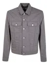 Jacob Cohen Long Sleeve Trucker Jacket With Adjustable Waist In Gray