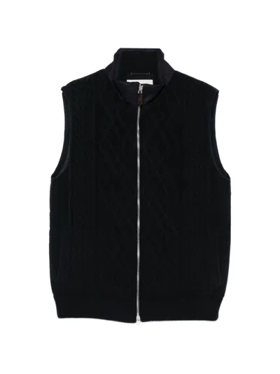 Jacob Cohen Cable-knit Padded Gilet In Blue