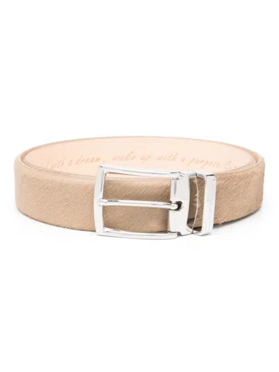 Jacob Cohen Calf Hair Belt In Neutrals