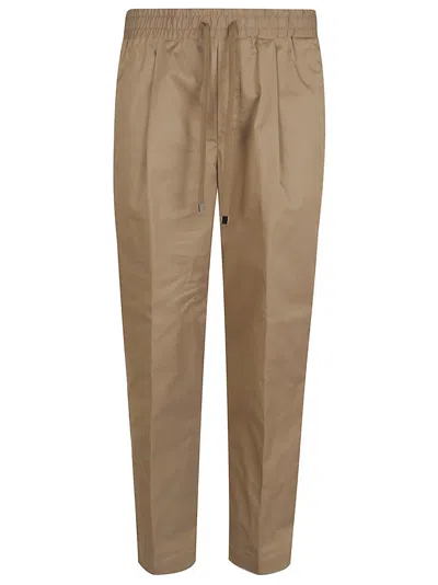 Jacob Cohen Camel Brown Low Carrot Fit Pants With Ruffled Details In Licorice
