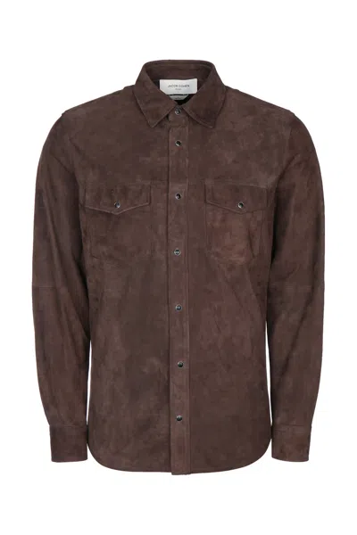 Jacob Cohen Camicia Suede In Brown