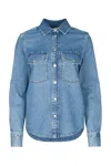 Jacob Cohen Women Western Cotton Denim Shirt In Blue