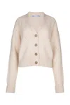 Jacob Cohen Short V-neck Knit With Patterned Ribbed Cuffs And Hem In Neutral