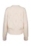 Jacob Cohen Short V-neck Knit With Patterned Ribbed Cuffs And Hem In Panna