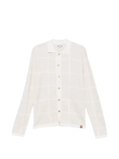 Jacob Cohen Check-knit Button-up Cardigan In Neutrals