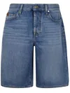 Jacob Cohen Cindy Bermuda Trousers Wide Leg Loose Waist Denim In F Medium Blue