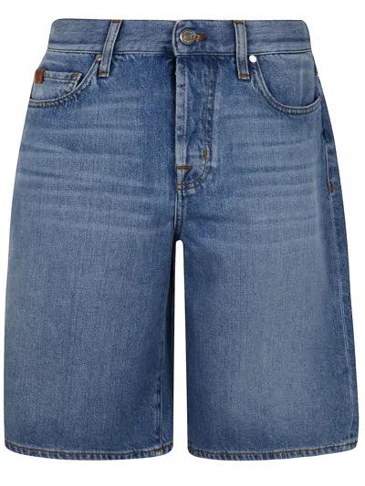 Jacob Cohen Cindy Bermuda Trousers Wide Leg Loose Waist Denim In F Medium Blue