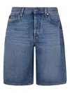 Jacob Cohen Cindy Bermuda Trousers Wide Leg Loose Waist Denim In Blue